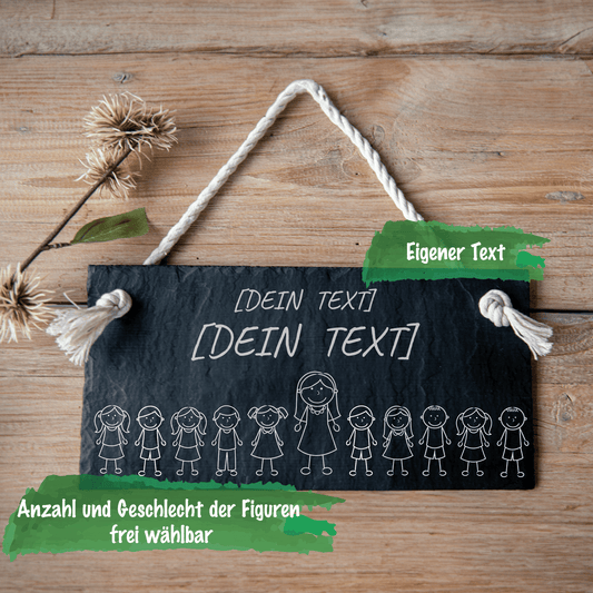 Abschiedsgeschenk für Erzieher - Personalisiertes Schieferschild mit Gravur - 30x15 cm Türschild - Geschenk Kita Erzieherin Erzieher - Surprisely