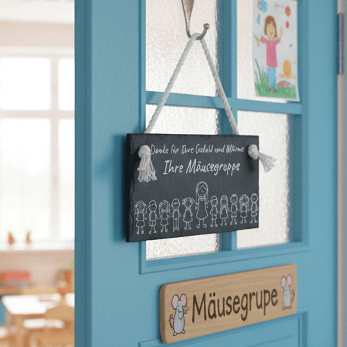 Abschiedsgeschenk für Erzieher - Personalisiertes Schieferschild mit Gravur - 30x15 cm Türschild - Geschenk Kita Erzieherin Erzieher - Surprisely