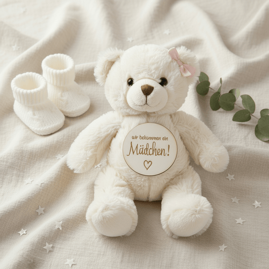 Holzplättchen „Wir bekommen einen Jungen / ein Mädchen“ - Surprisely