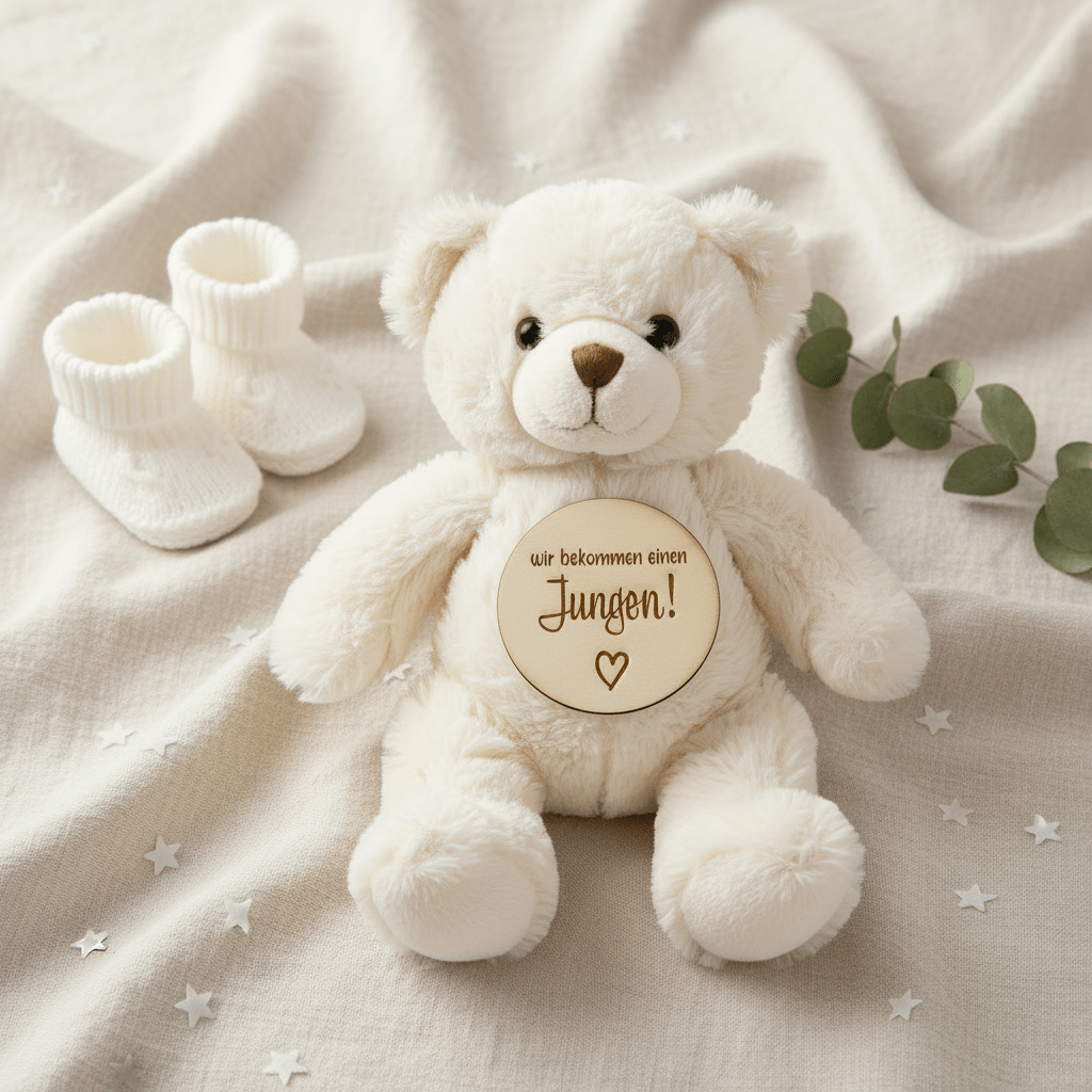 Holzplättchen „Wir bekommen einen Jungen / ein Mädchen“ - Surprisely