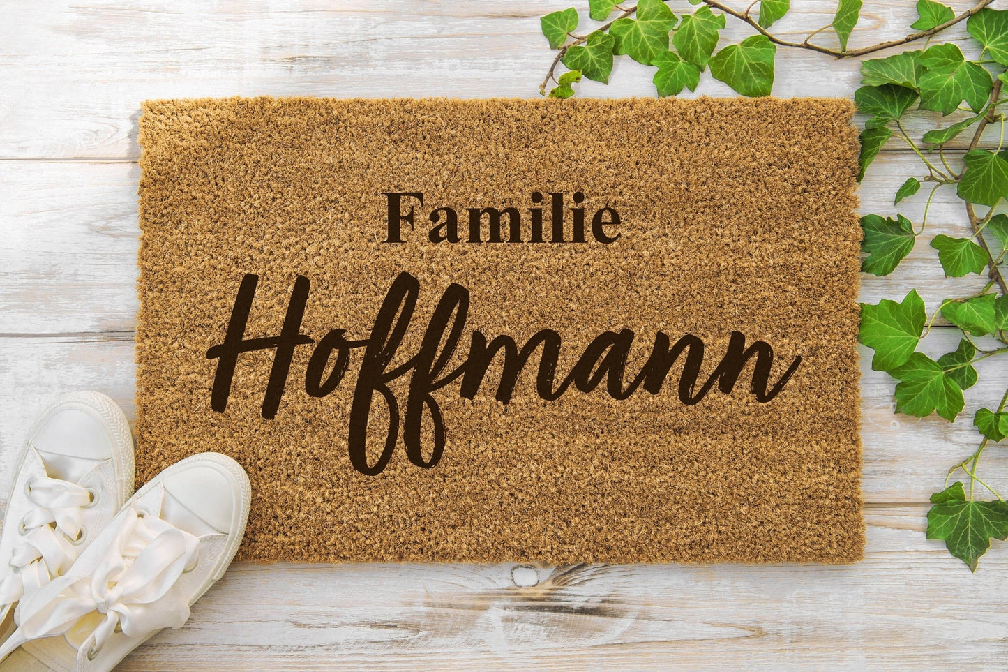 Personalisierte Fußmatte Familie | Türmatte mit Namen aus Kokos | Geschenk Hochzeit Valentinstag Einzug - Surprisely