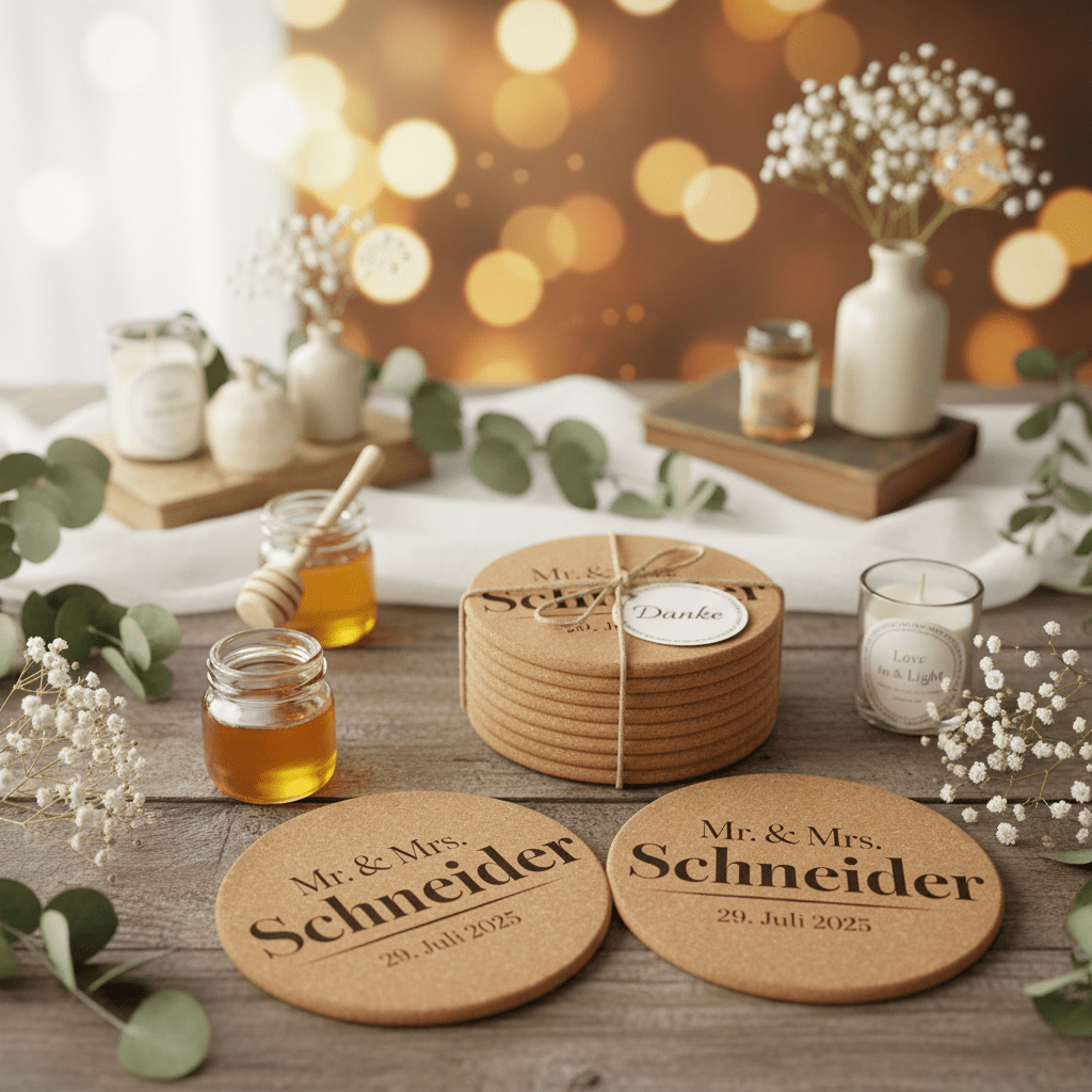 Personalisierte Untersetzer aus Kork mit Gravur - Surprisely