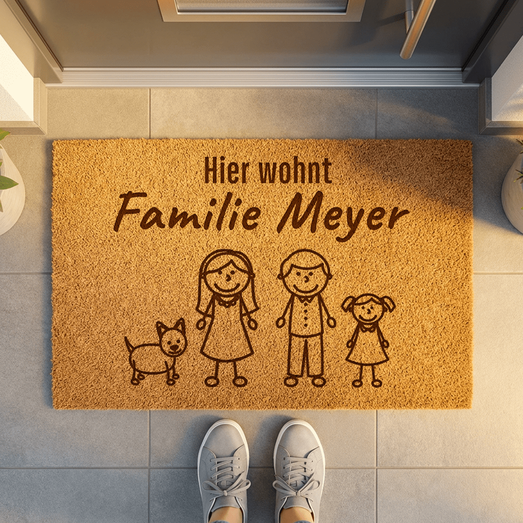Personalisierte Fußmatte Familie mit Figuren - Surprisely 