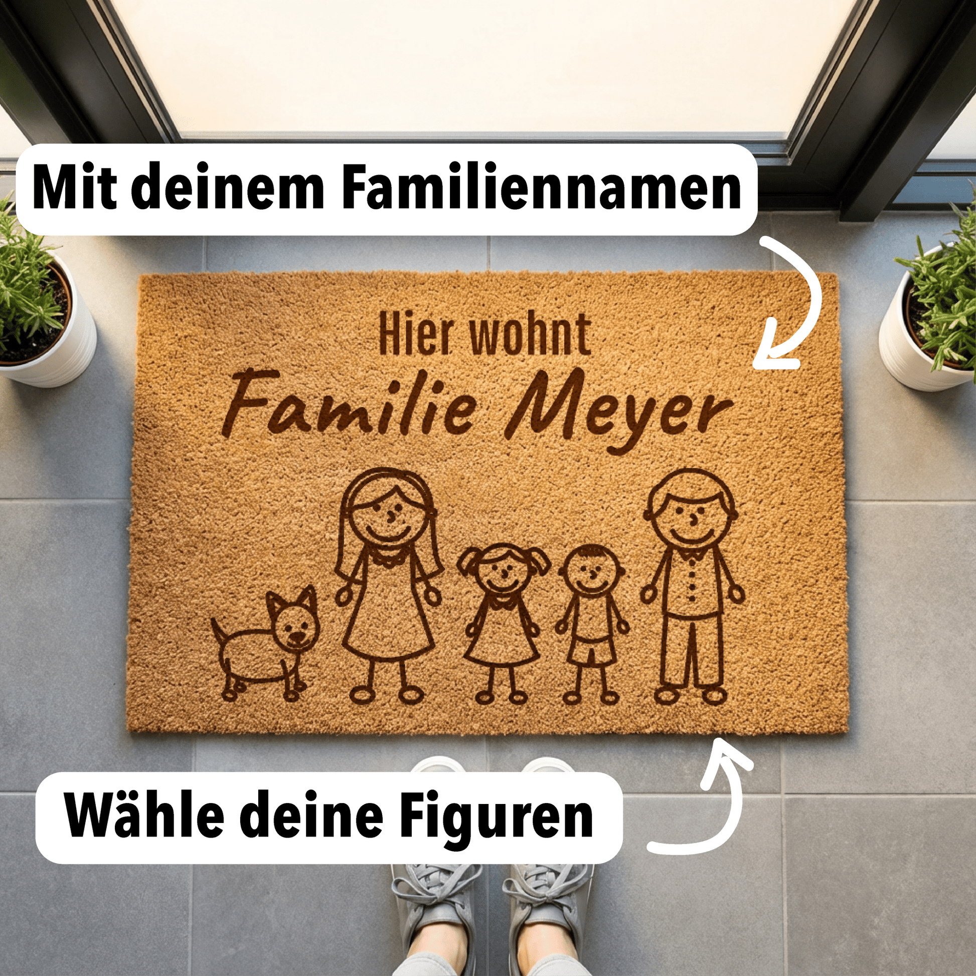 Personalisierte Fußmatte Familie mit Figuren - Surprisely 