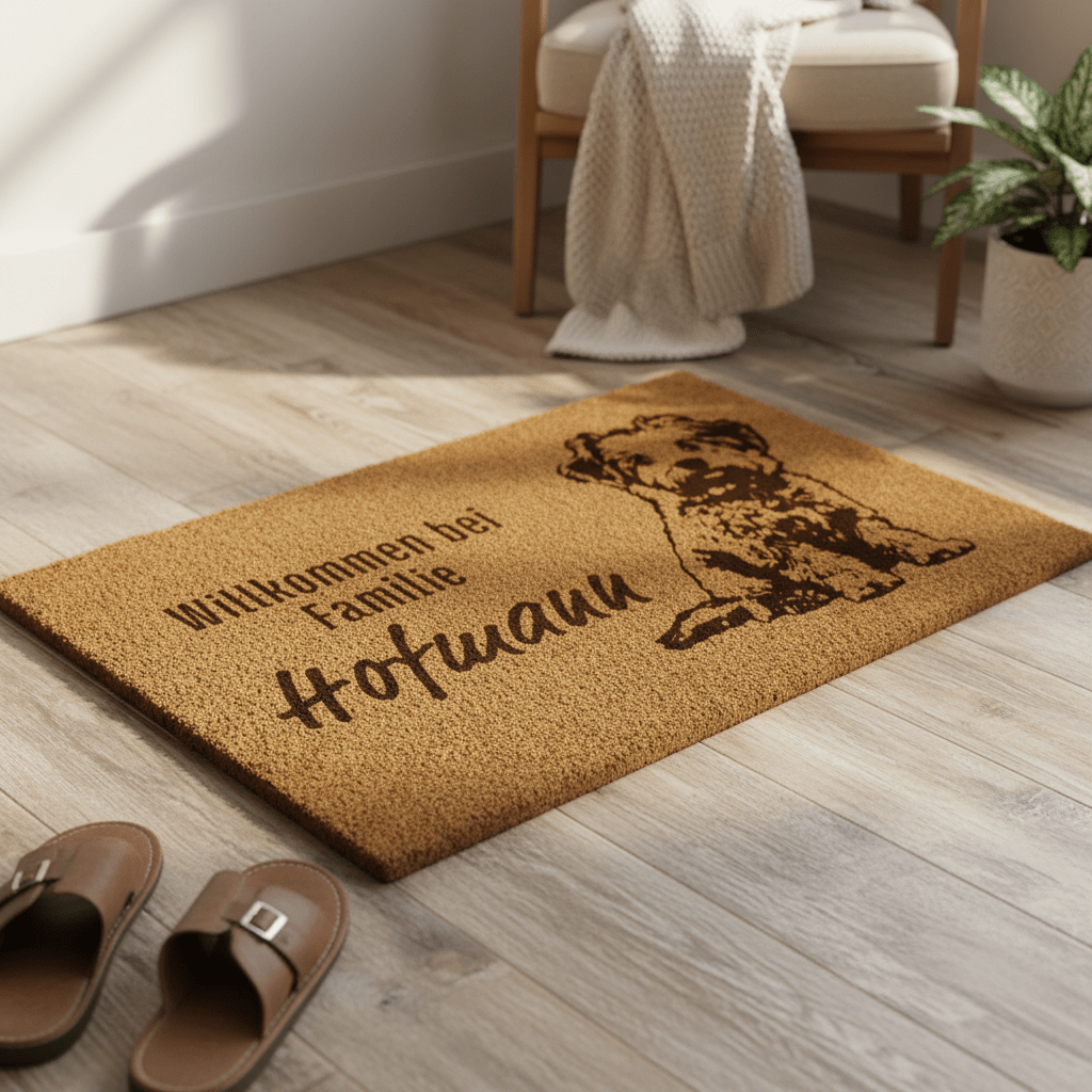 Personalisierte Haustier - Fußmatte mit Familiennamen & | Hund & Katze - Surprisely 