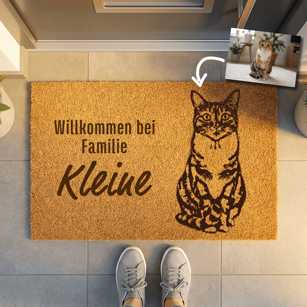 Personalisierte Haustier - Fußmatte mit Familiennamen & | Hund & Katze - Surprisely 