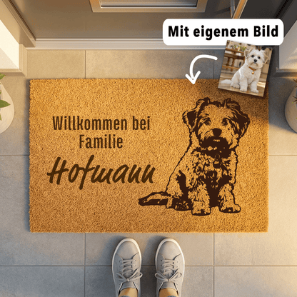 Personalisierte Haustier - Fußmatte mit Familiennamen & | Hund & Katze - Surprisely 