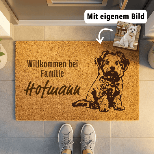 Personalisierte Haustier - Fußmatte mit Familiennamen & | Hund & Katze - Surprisely 