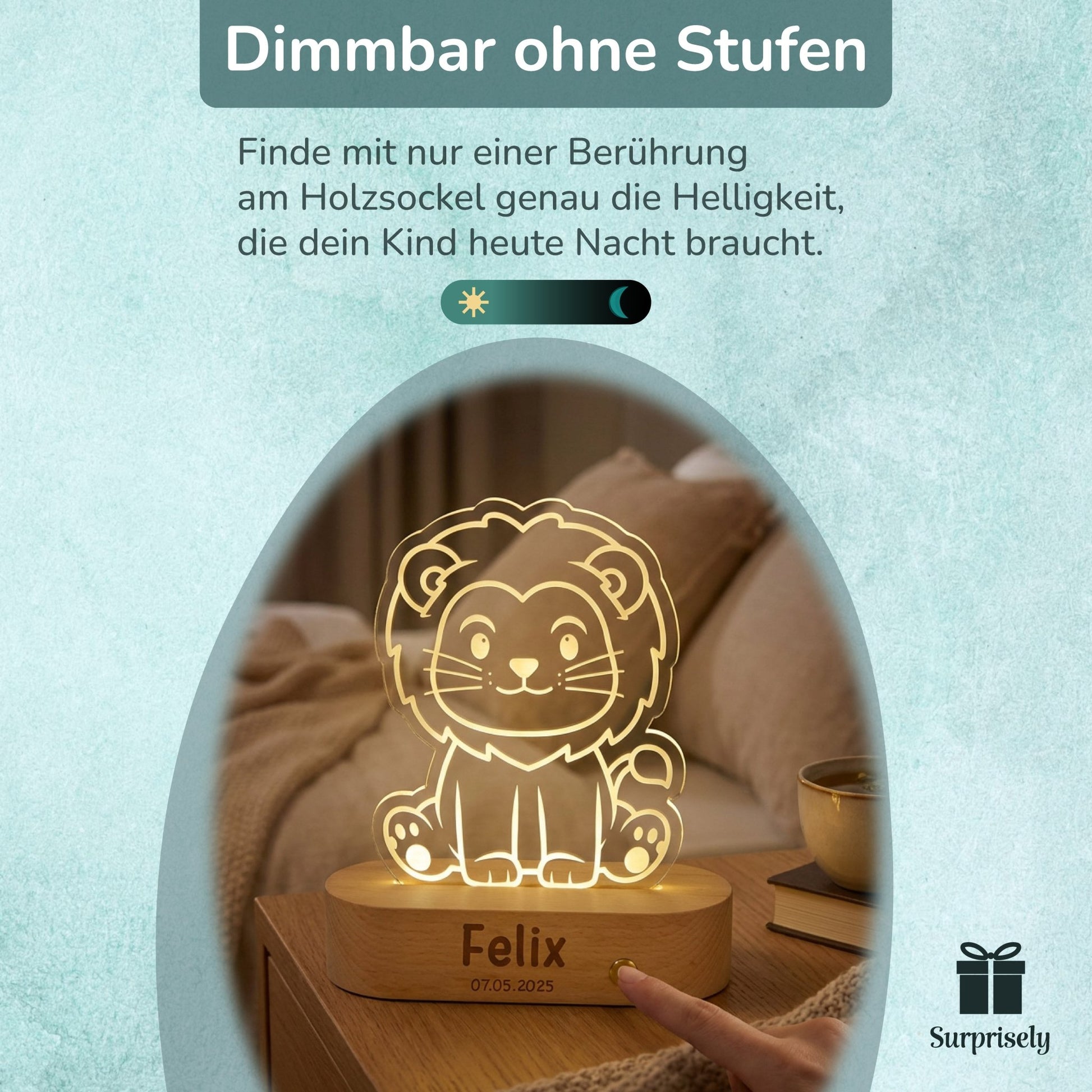 Personalisiertes LED - Nachtlicht mit Namen - Surprisely 