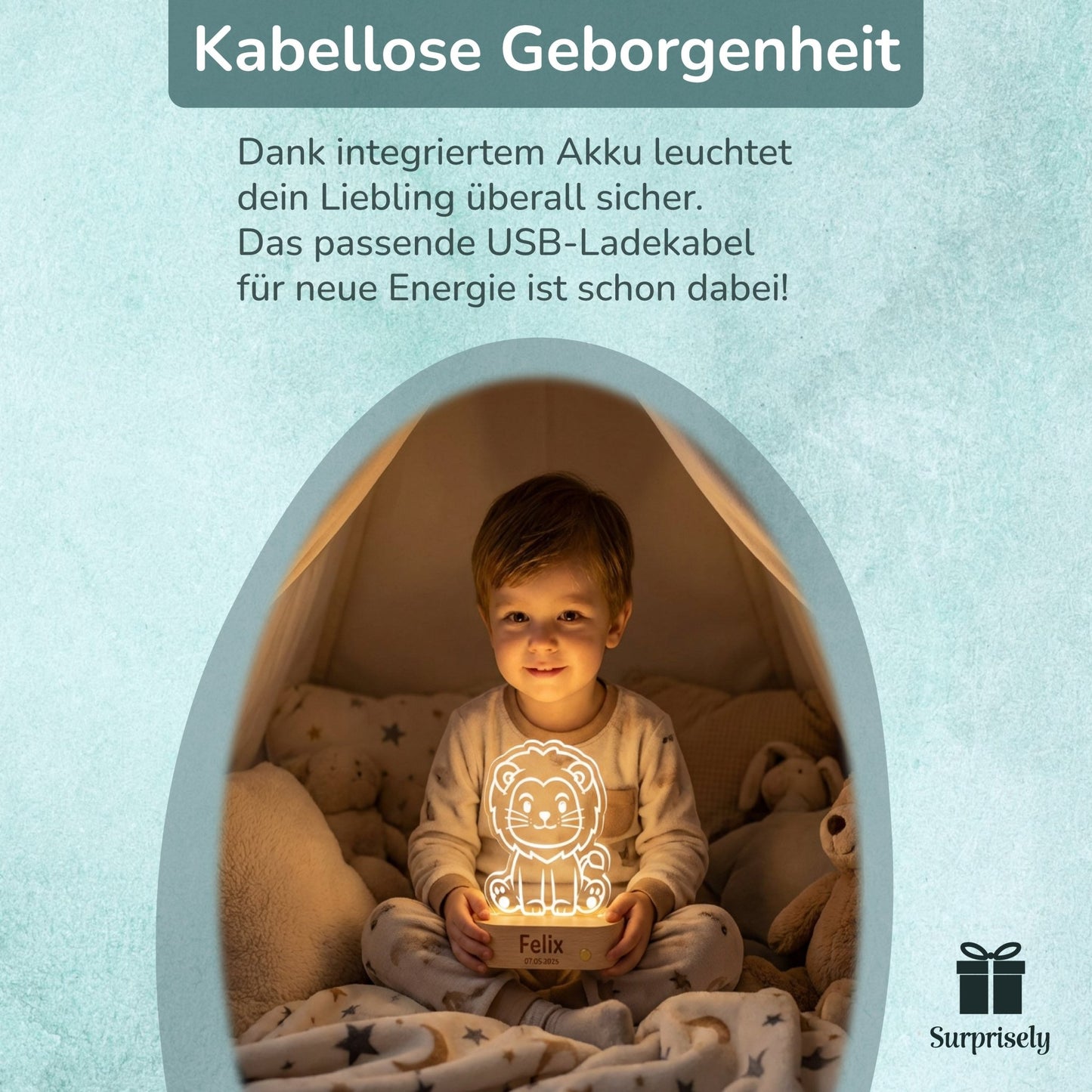 Personalisiertes LED - Nachtlicht mit Namen - Surprisely 