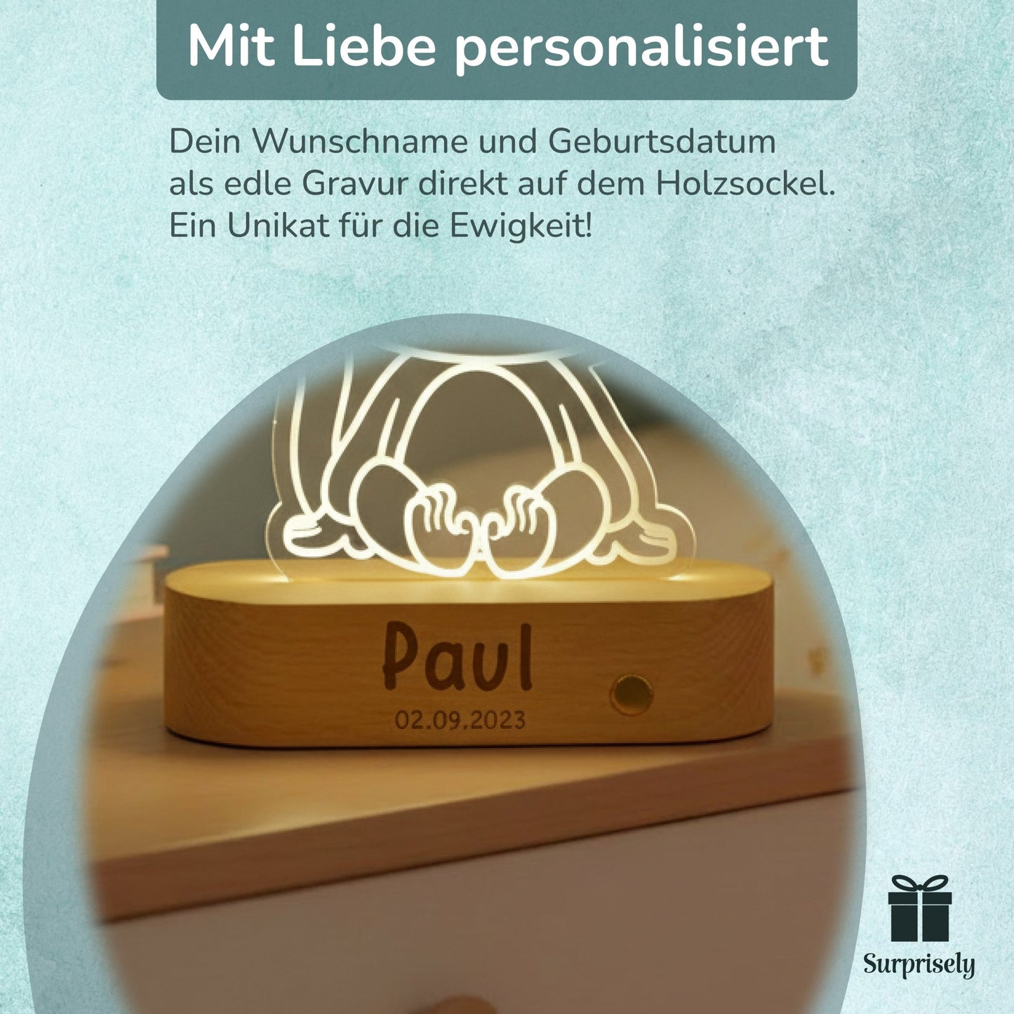 Personalisiertes LED - Nachtlicht mit Namen - Surprisely 