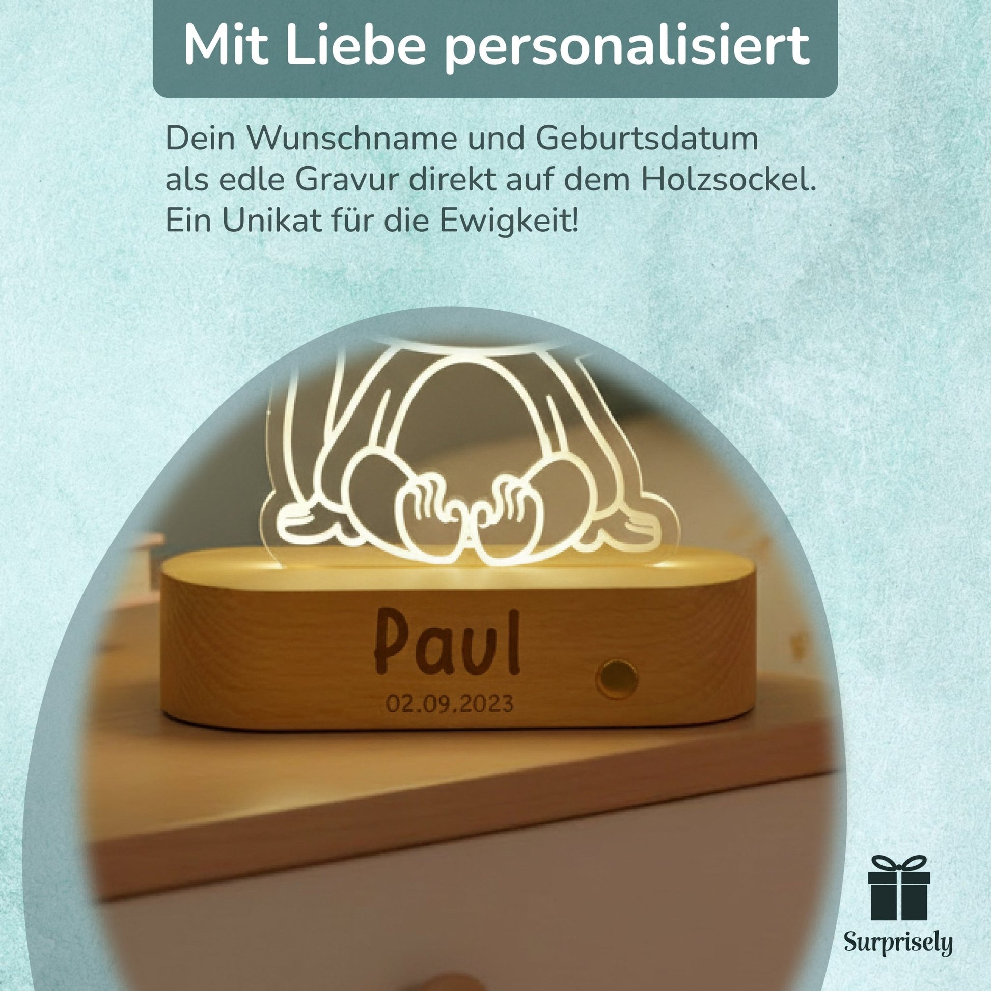 Personalisiertes LED - Nachtlicht mit Namen - Surprisely 