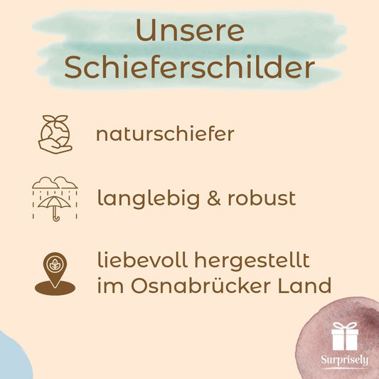Türschild Schiefer Familie mit Kordel, personalisiertes Türschild, Schieferschild, Hochzeitsgeschenk, 30 x 15 cm - Surprisely 